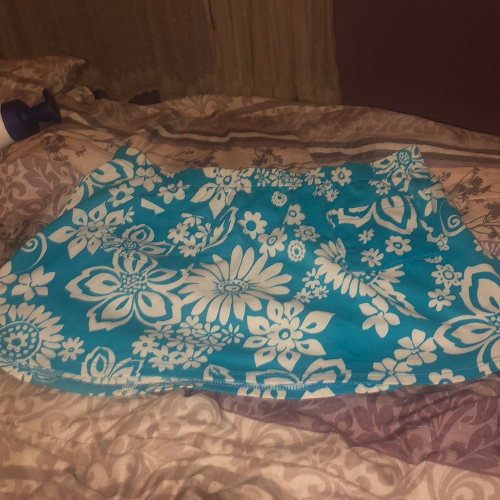 Blue Skirt with White Flowers